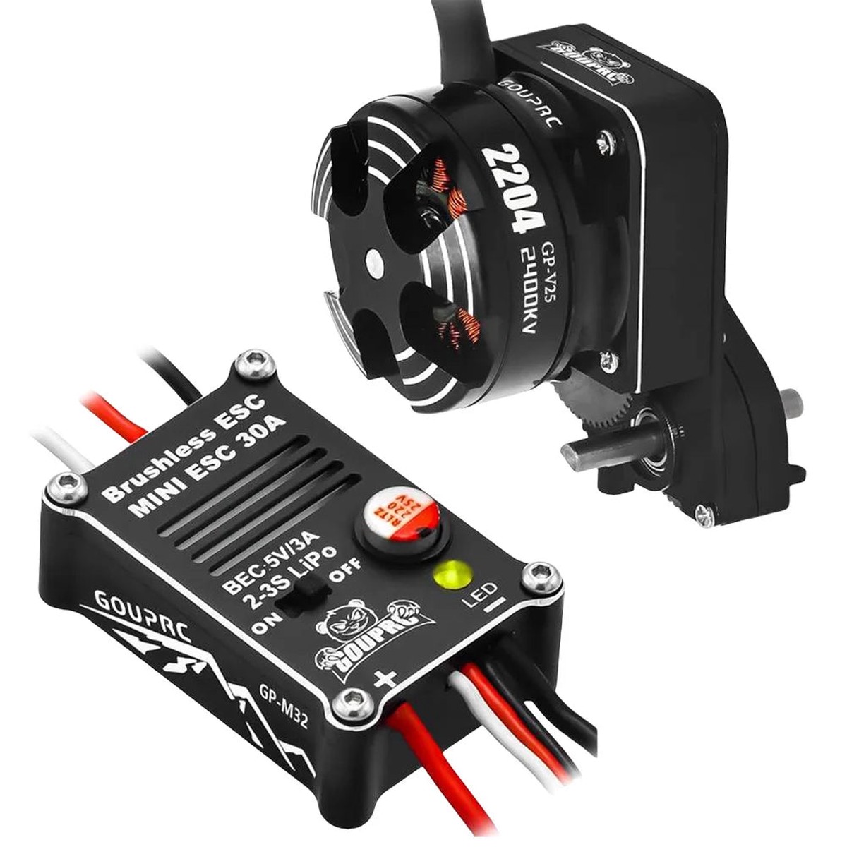 2204 2400KV Brushless Outrunner Motor with Transmission Mount and 30A ESC for SCX24 1/24 RC Crawler Truck Car