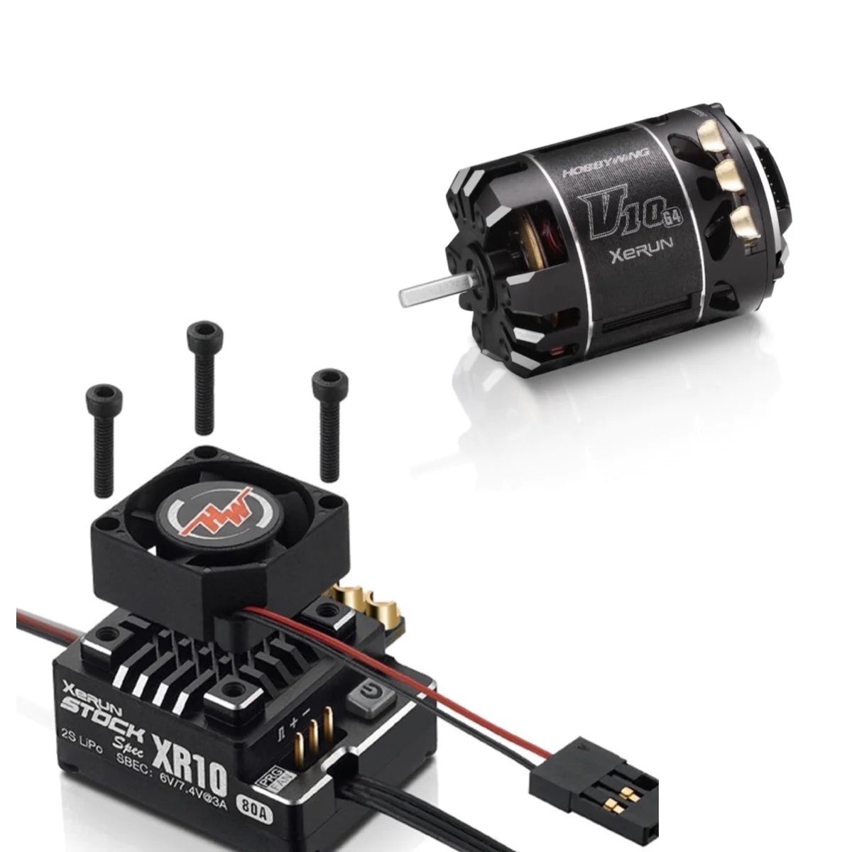 Hobbywing XeRun XR10 Stock Spec 2S Combo – XeRun V10 G4 Spec Motor with XeRun XR10 Stock Spec ESC (2-3S) for RC Car Truck Vieche