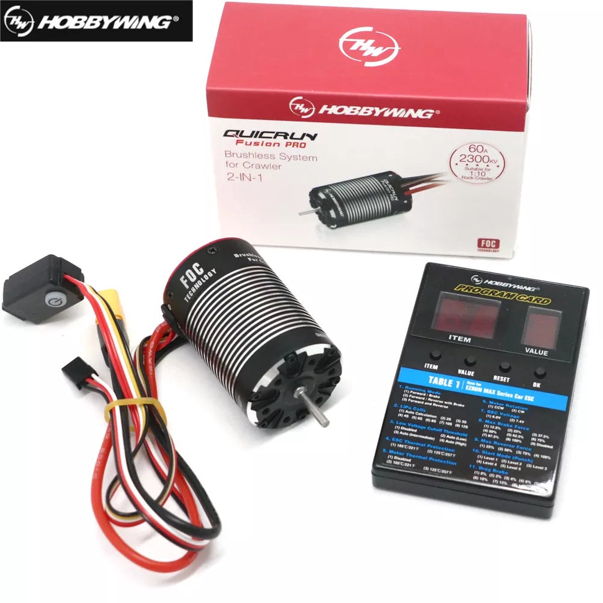 HobbyWing QuicRun Fusion Pro – 540 2300KV Brushless Sensory Motor Built In 60A ESC 2 in 1 for RC 1/10 Climbing Car
