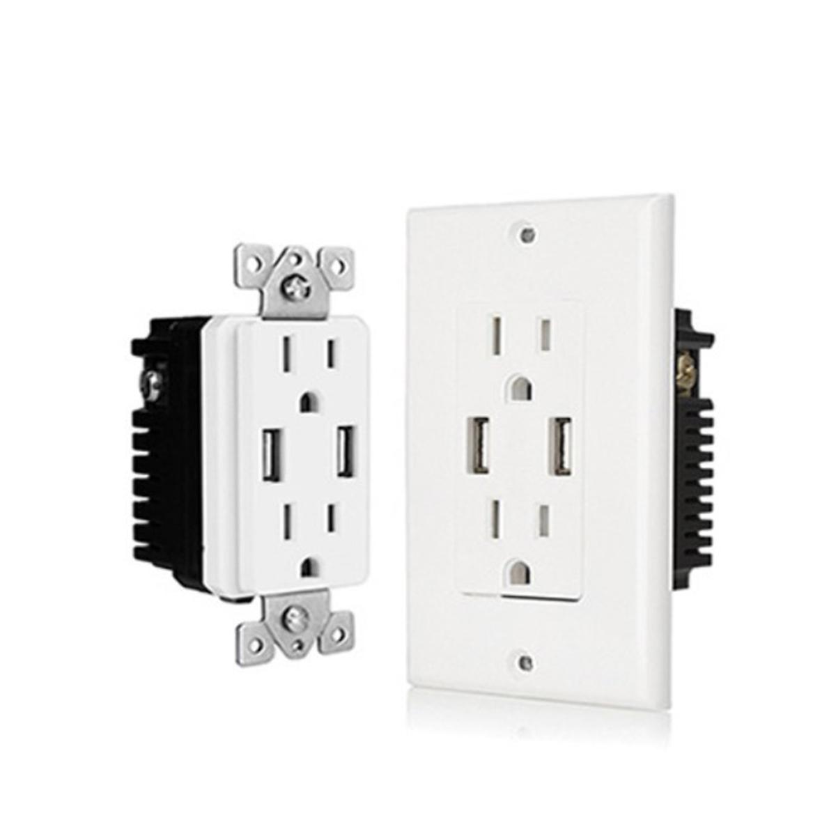 1 Pc Wall Socket 2.4A US Plug 2 Port Outlet Dual USB Wall Socket Panel Socket for Living Room Office
