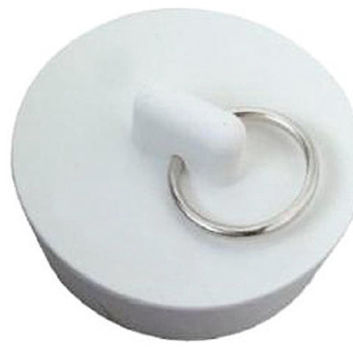1-3/8 To 1-1/2 In. Rubber Sink Stopper With Metal Ring - White