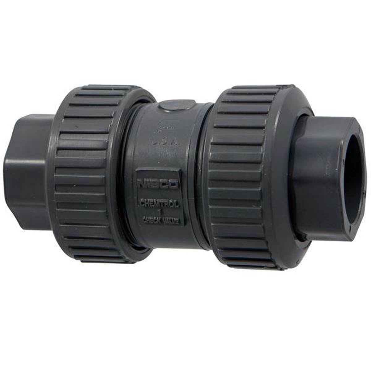 (Nibco Part#: MA817UD) U45BC-E - Ball Check Valve - Universal Ends, True Union, PVC Schedule 80, EPDM