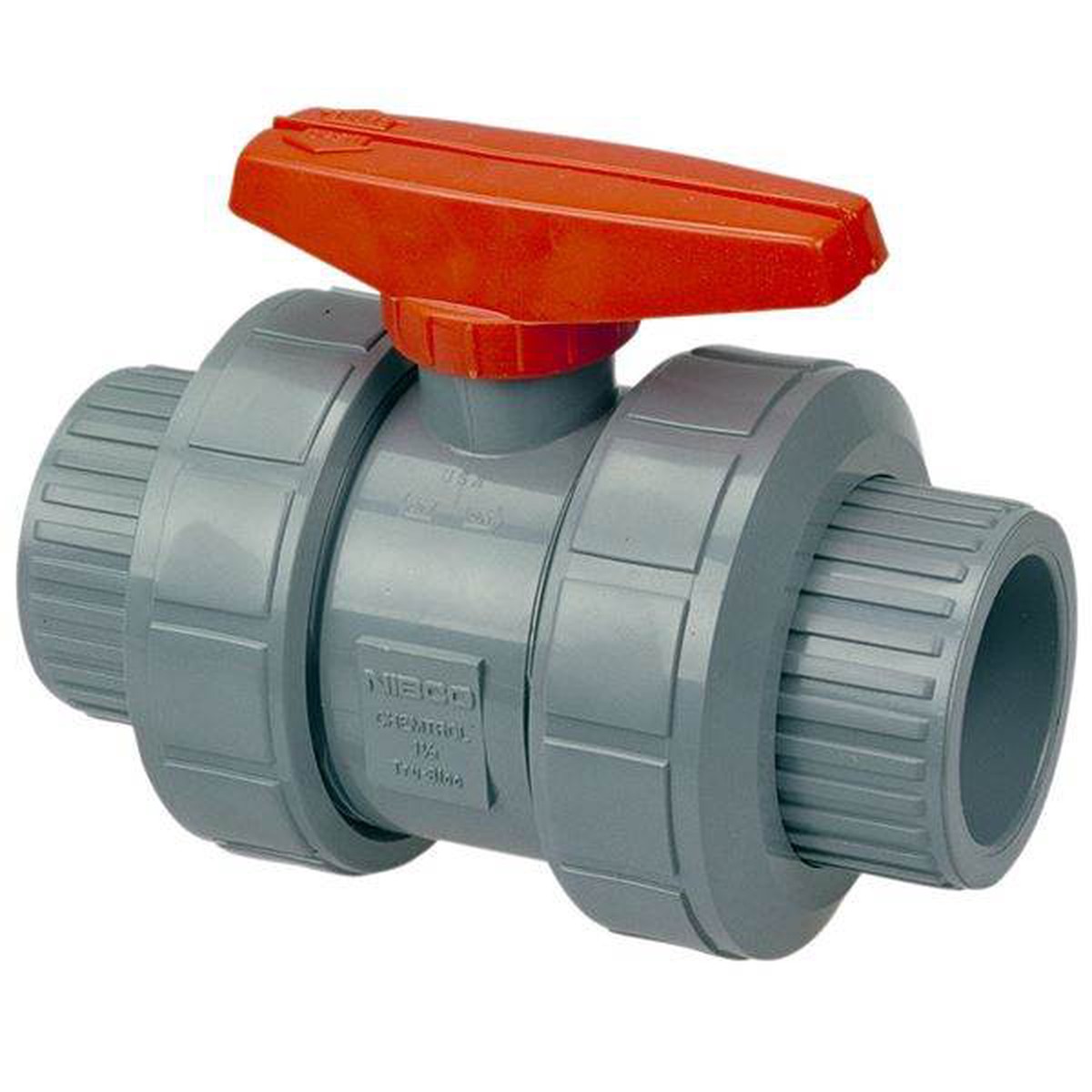 (Nibco Part#: MB598AF) T51TB-V - Ball Valve - Model C, Threaded, Tru-Bloc True Union, Corzan CPVC Schedule 80, FKM