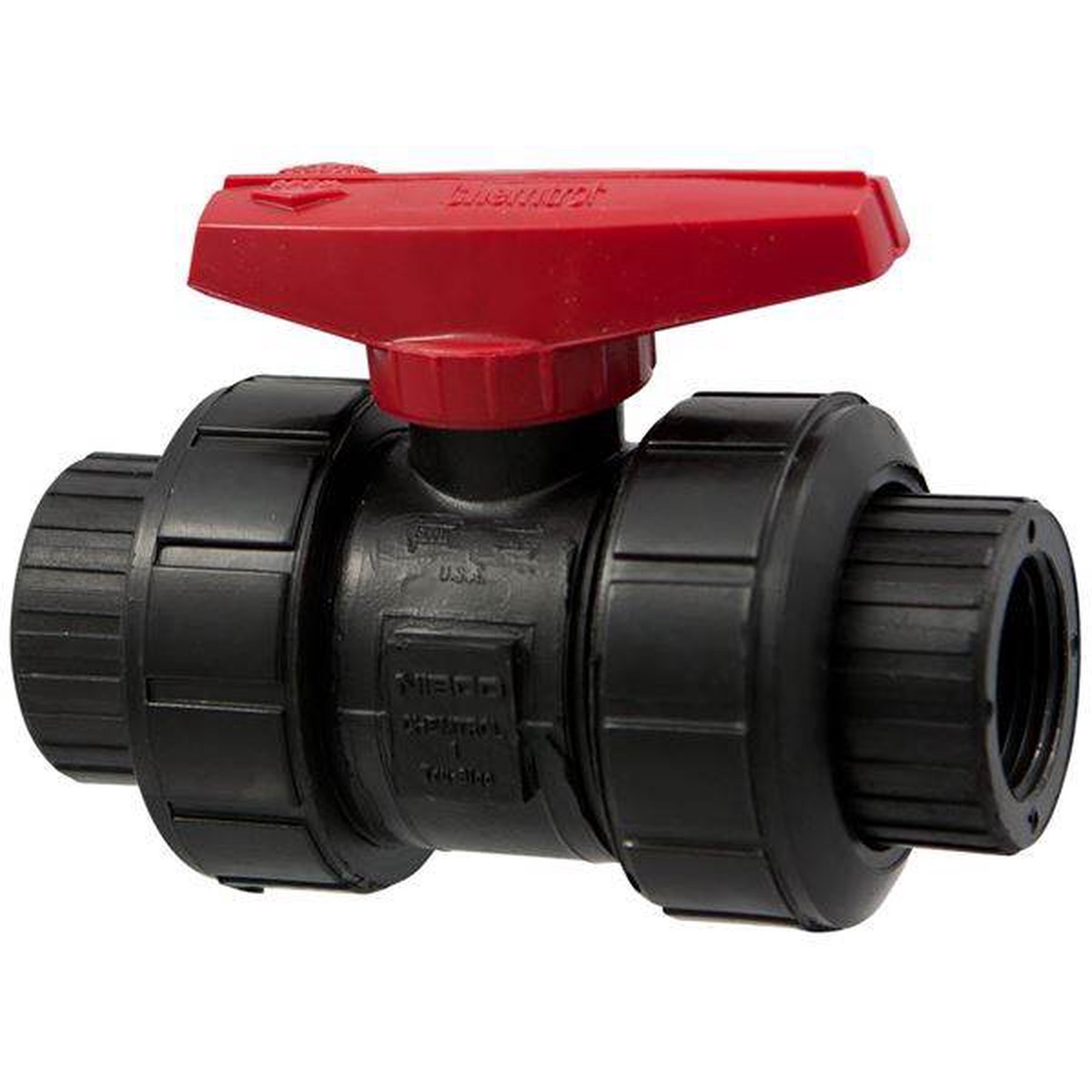 (Nibco Part#: MC910A6) T61TB-V - Ball Valve - Model C, Threaded, Tru-Bloc True Union, Black PP, FKM