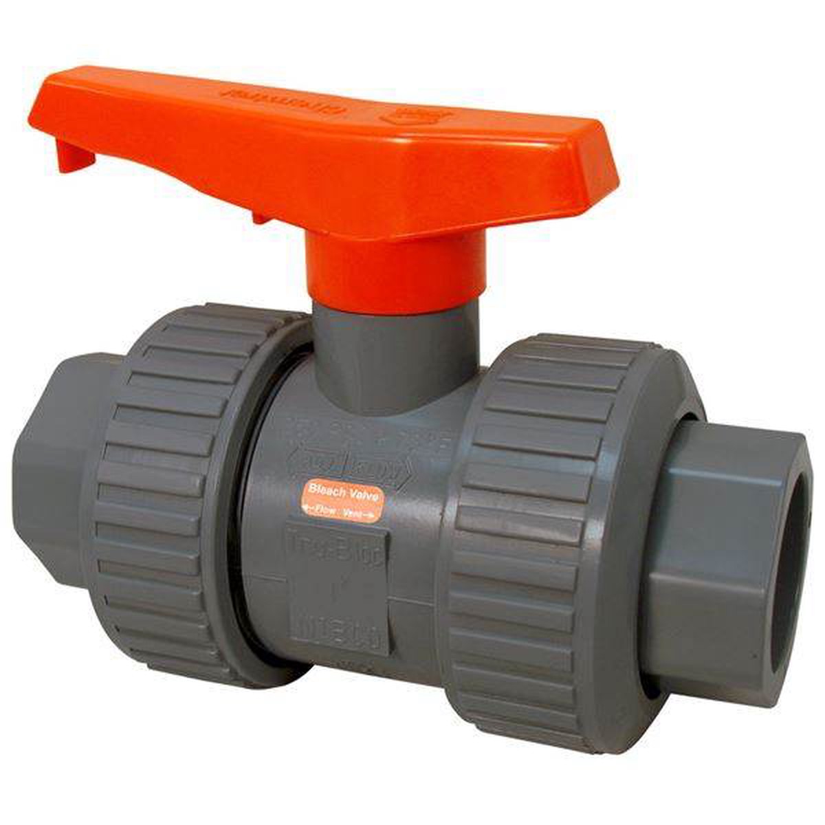 (Nibco Part#: MA936UA) U45TB-V-BBV - Bleach Ball Valve - Model D, Universal Ends, Tru-Bloc True Union, Vented Ball, PVC Schedule 80, FKM
