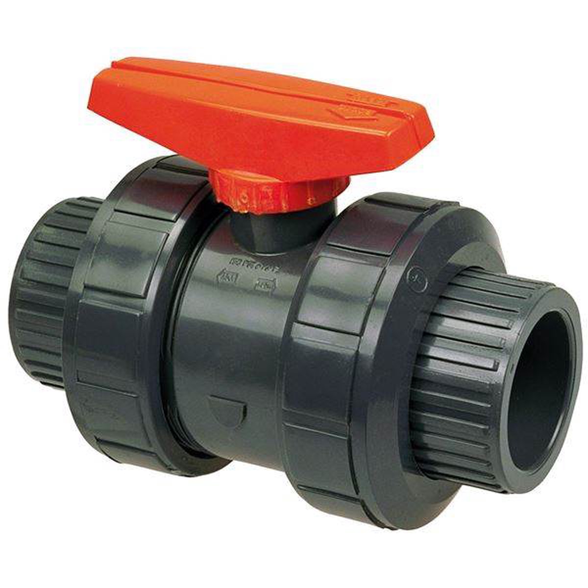 (Nibco Part#: MA598AF) T45TB-V - Ball Valve - Model C, Threaded, Tru-Bloc True Union, PVC Schedule 80, FKM