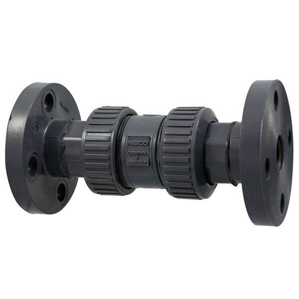 (Nibco Part#: MA819AH) F45BC-E - Ball Check Valve - Flanged, True Union, PVC Schedule 80, EPDM