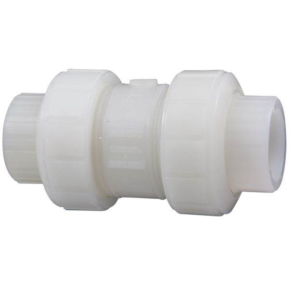 (Nibco Part#: ME801A6) S66BC-V - Ball Check Valve - Socket, True Union, Kynar Natural PVDF Schedule 80, FKM